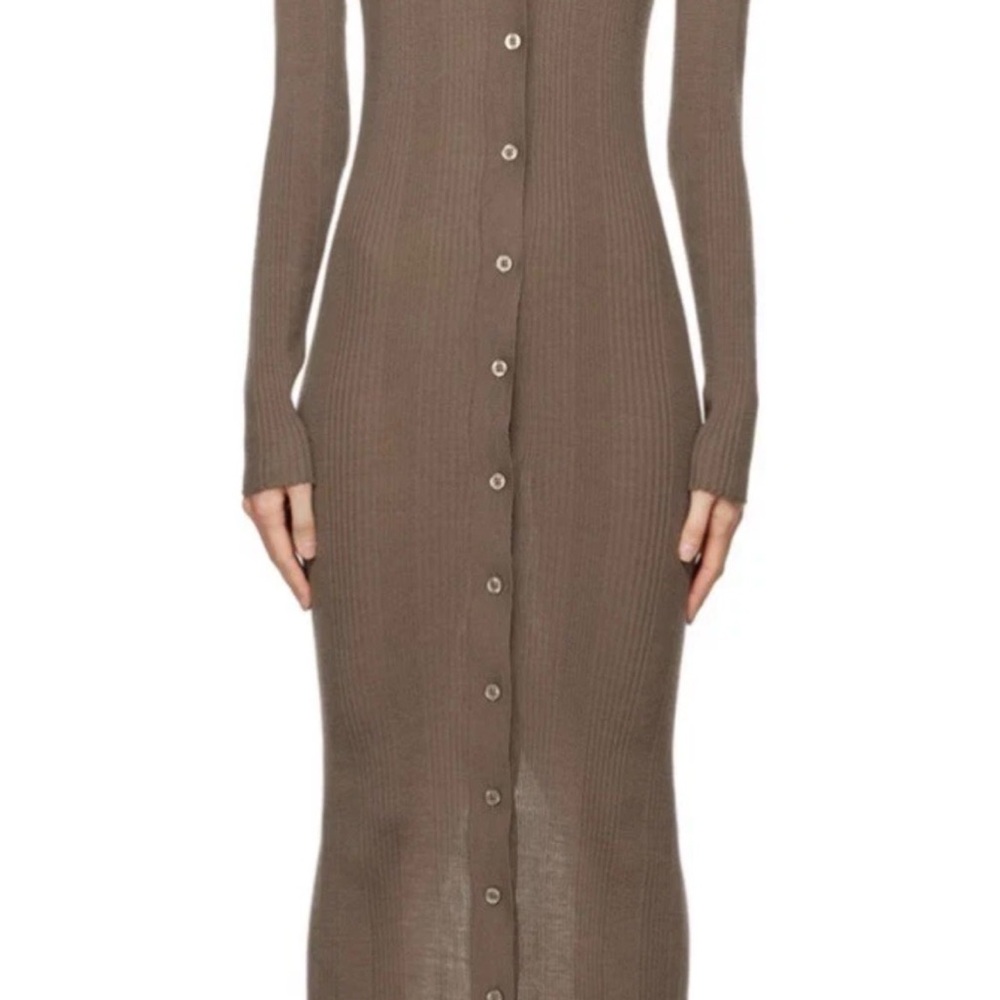 REMAIN Birger Christensen Wool Taupe Buttoned Midi Dress Size 2 34 Small New NWT